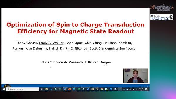  Optimization of spin to charge transduction efficiency for magnetic state readout.
