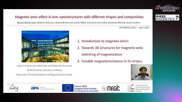  Magneto-ionic effect in iron triad nanostructures with different shapes and composition
