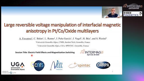  Large Reversible Voltage Manipulation of Interfacial Magnetic Anisotropy in Pt/Co/Oxide Multilayers