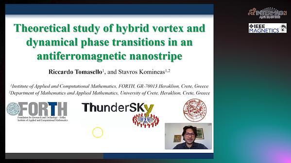  Theoretical study of hybrid vortex and dynamical phase transitions in an antiferromagnetic nanostripe