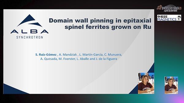  Domain wall pinning in epitaxial spinel ferrites grown on Ru