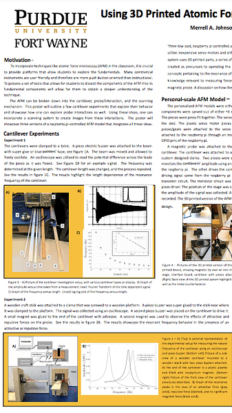 Using 3D Printed Atomic Force Microscope Models to Facilitate Instruction - Poster