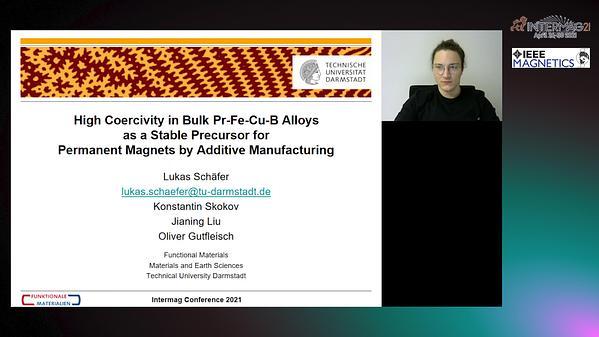  High coercivity in bulk Pr-Fe-Cu-B alloys as a stable precursor for permanent magnets by Additive Manufacturing