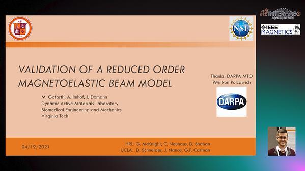  Validation of a Reduced Order Magnetoelastic Beam Model