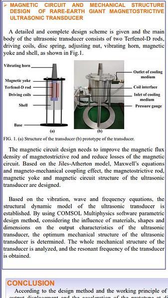  The Design and Output Characteristics of Ultrasonic Transducer Based on Rare-earth Giant Magnetostrictive Material