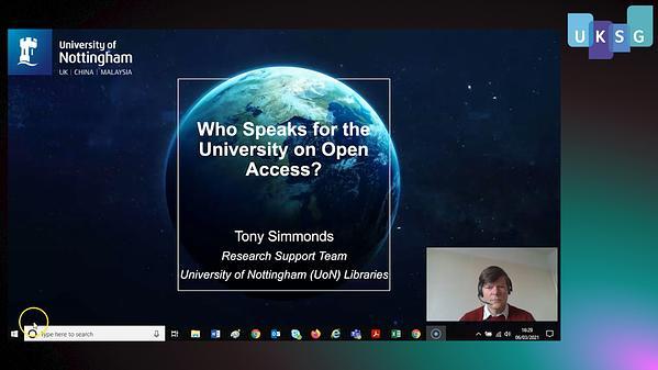 Who speaks for the University on open access?
