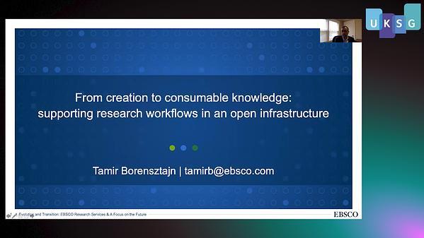 From creation to consumable knowledge: supporting research workflows in an open infrastructure