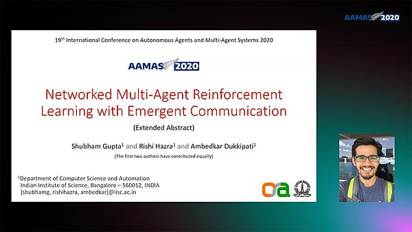 Networked Multi-Agent Reinforcement Learning with Emergent Communication