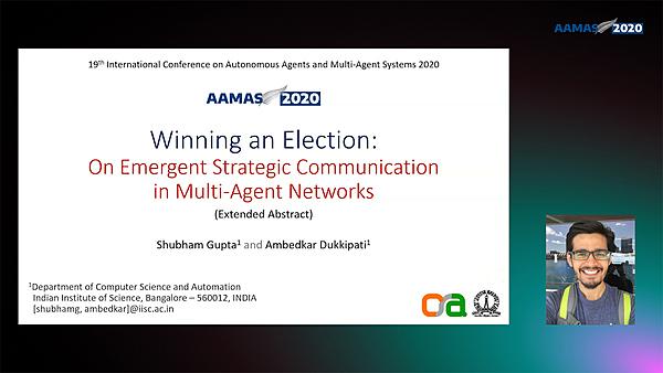 Winning an Election: On Emergent Strategic Communication in Multi-Agent Networks