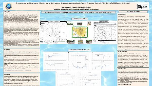 Temperature and Discharge Monitoring of Springs and Streams to Approximate Water Drainage Basins in The Springfield Plateau, Missouri
