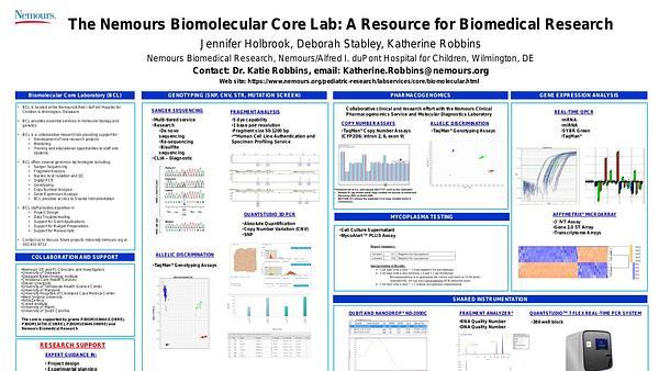 The Nemours Biomolecular Core Lab: A Resource for Biomedical Research