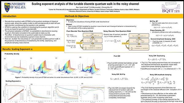 Scaling exponent analysis of the tunable discrete quantum walk in the noisy channel