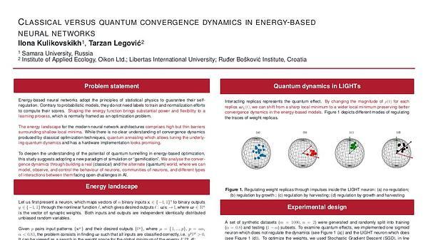 Classical versus quantum convergence dynamics in energy-based neural networks