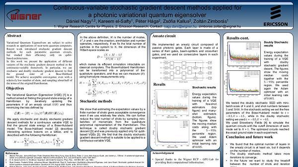 Continuous-variable stochastic gradient descent methods applied for
a photonic variational quantum eigensolver