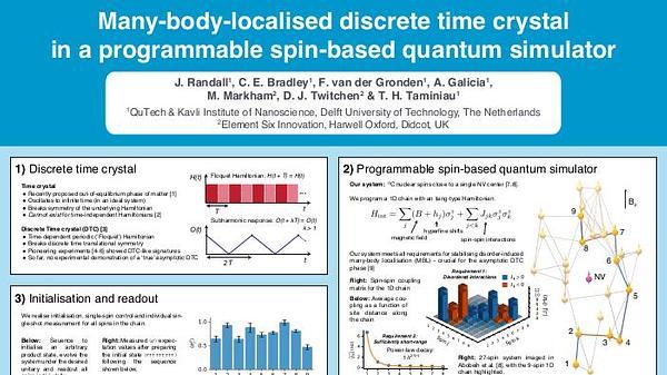 Many-body-localised discrete time crystal in a programmable spin-based quantum simulator