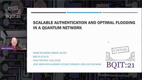 Scalable authentication and optimal flooding in a quantum network