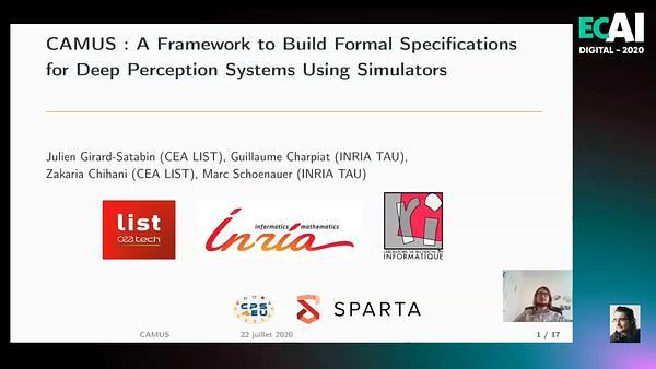 CAMUS: A Framework to Build Formal Specifications for Deep Perception Systems Using Simulators