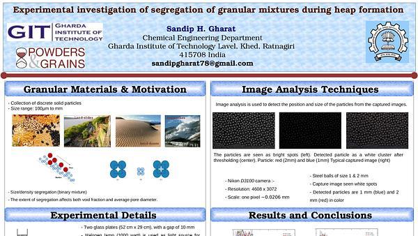 Experimental investigation of segregation of granular mixtures during heap formation