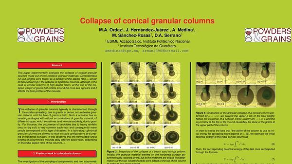 Collapse of conical granular columns