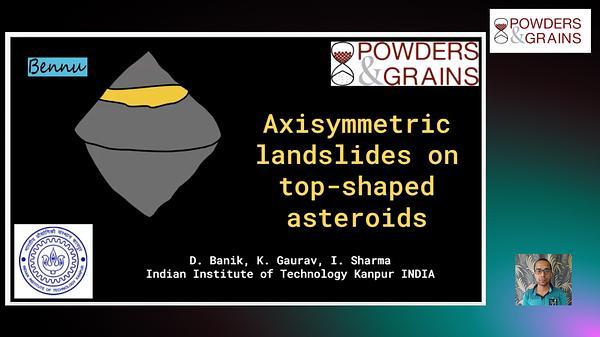 Axisymmetric landslides on top-shaped asteroids