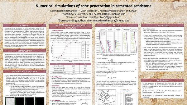 Numerical simulations of cone penetration in cemented sandstone