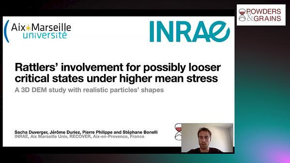 Rattlers’ involvement for possibly looser critical states under higher mean stress