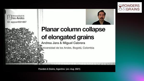 Planar column collapse of elongated grains