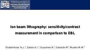 Ion beam lithography: sensitivity/contrast in IBL vs EBL.