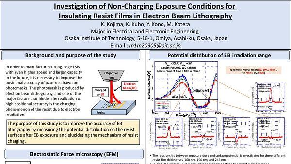 Investigation of Non-Charging Exposure Conditions for Insulating Resist Films in Electron Beam Lithography