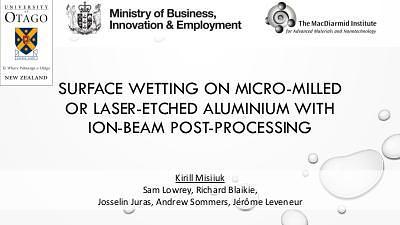 Surface Wetting on Micro-milled or Laser-Etched Aluminium with Ion-Beam Post-Processing