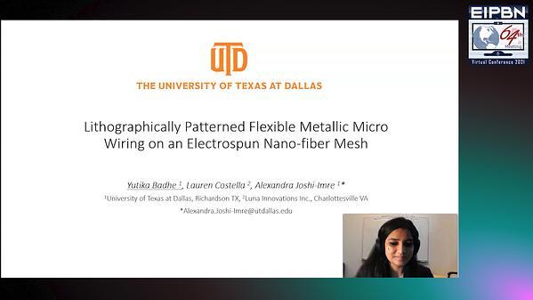 Lithographically patterned flexible metallic micro wiring on an electrospun nano-fiber mesh