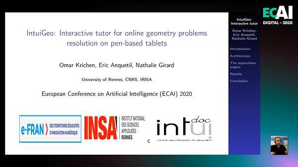 IntuiGeo: Interactive tutor for online geometry problems resolution on pen-based tablets