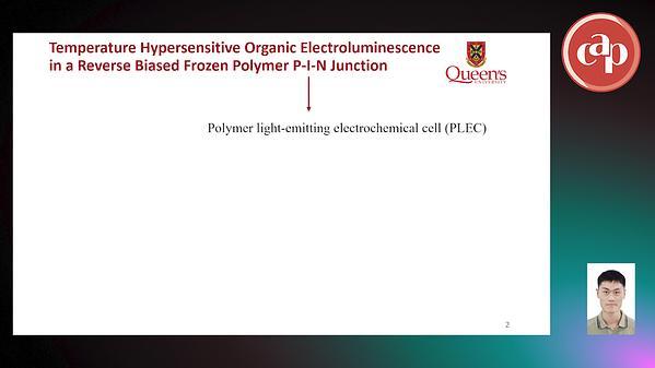 Temperature Sensitive Electroluminescence Observed in a Reverse Biased, Frozen Polymer P-I-N Junction