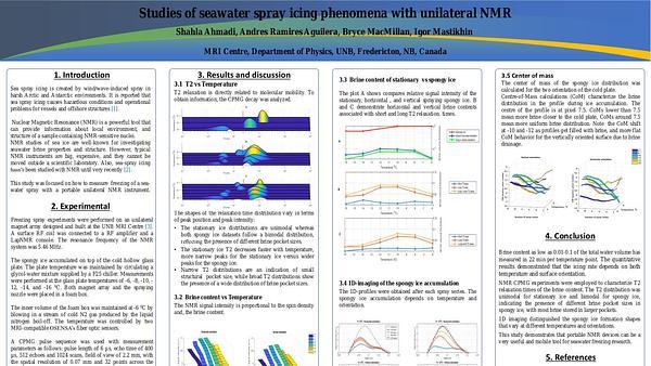 Studies of seawater spray icing phenomena with unilateral NMR