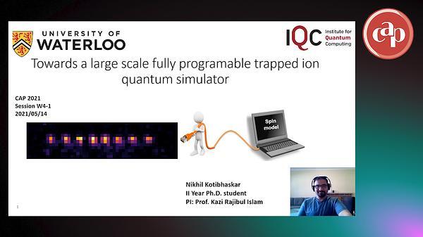 Towards a large scale fully programable trapped ion quantum simulator