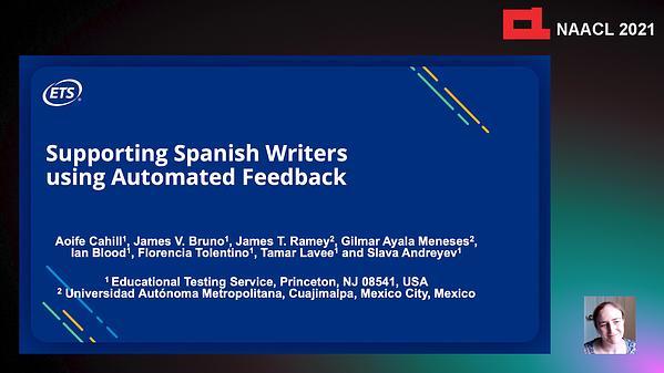 Supporting Spanish Writers using Automated Feedback
