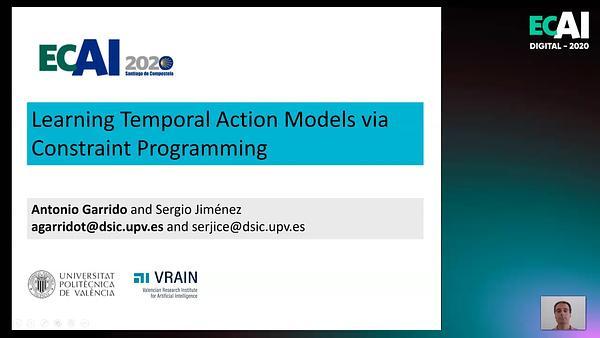 Learning Temporal Action Models via Constraint Programming