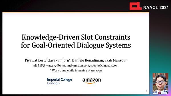 Knowledge-Driven Slot Constraints for Goal-Oriented Dialogue Systems