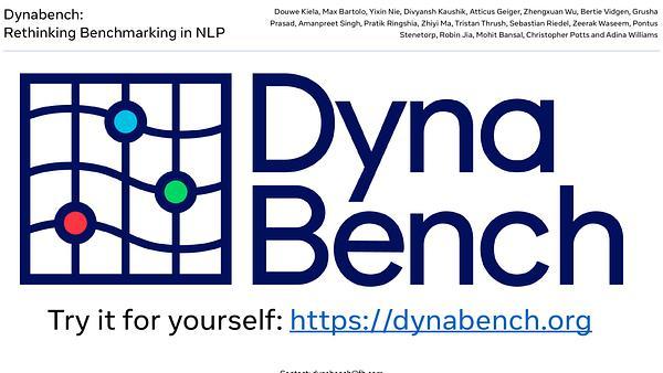 Dynabench: Rethinking Benchmarking in NLP
