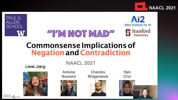 "I'm Not Mad": Commonsense Implications of Negation and Contradiction