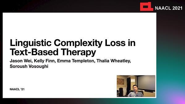Linguistic Complexity Loss in Text-Based Therapy