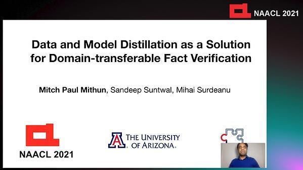 Data and Model Distillation as a Solution for Domain-transferable Fact Verification