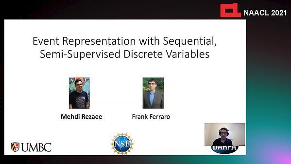 Event Representation with Sequential, Semi-Supervised Discrete Variables