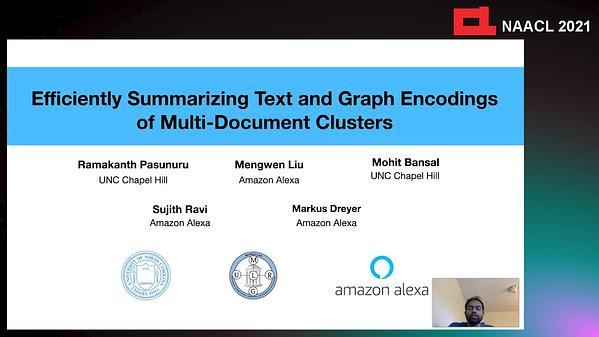 Efficiently Summarizing Text and Graph Encodings of Multi-Document Clusters