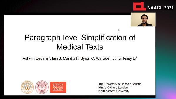 Paragraph-level Simplification of Medical Texts