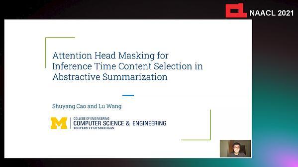 Attention Head Masking for Inference Time Content Selection in Abstractive Summarization