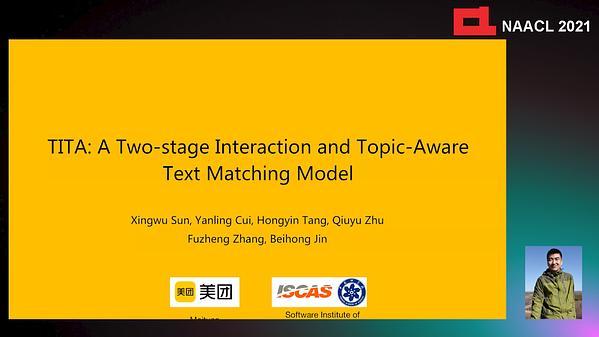 TITA: A Two-stage Interaction and Topic-Aware Text Matching Model