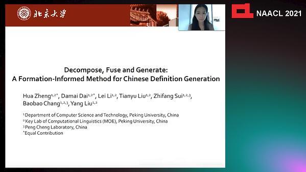 Decompose, Fuse and Generate: A Formation-Informed Method for Chinese Definition Generation