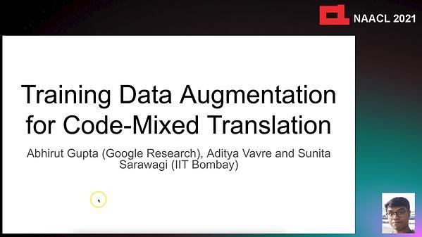 Training Data Augmentation for Code-Mixed Translation