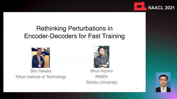 Rethinking Perturbations in Encoder-Decoders for Fast Training